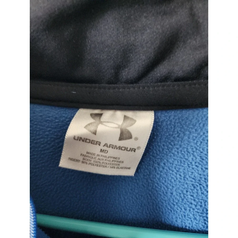Under Armour Jacket Fleece Men's Size Medium Blue Black Full Zip Fleece Jacket